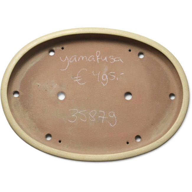 Oval off-white bonsai pot by Yamafusa - 555 x 400 x 60 mm