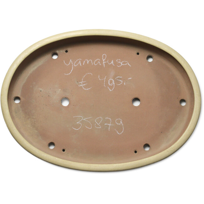 Ovaler, cremefarbener Bonsai-Topf von Yamafusa – 555 x 400 x 60 mm