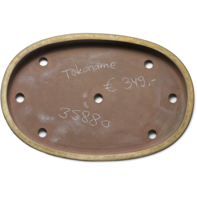 Ovaler, cremefarbener Bonsaitopf – 500 x 337 x 53 mm