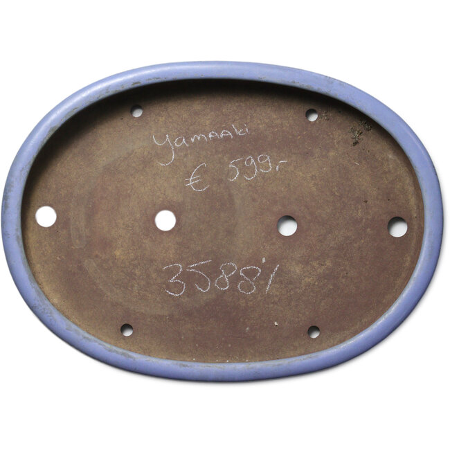 Maceta ovalada azul para bonsái de Yamaaki Toshio (tercera generación) - 565 x 410 x 75 mm