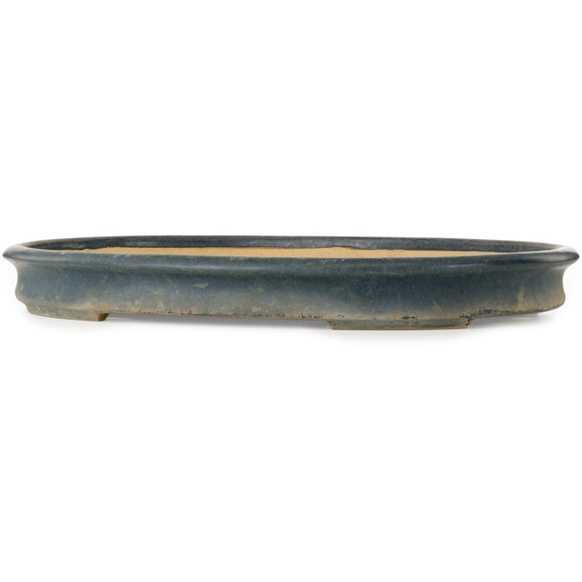 Oval blue bonsai pot by Seizan (Reihou, Kataoka Katsushi, master Seizan kiln) - 595 x 430 x 70 mm