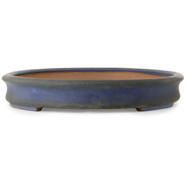 Oval blue bonsai pot by Seizan (Reihou, Kataoka Katsushi, master Seizan kiln) - 630 x 455 x 75 mm
