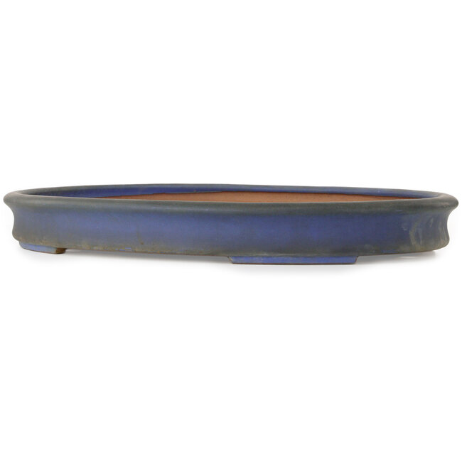 Oval blue bonsai pot by Seizan (Reihou, Kataoka Katsushi, master Seizan kiln) - 630 x 455 x 75 mm