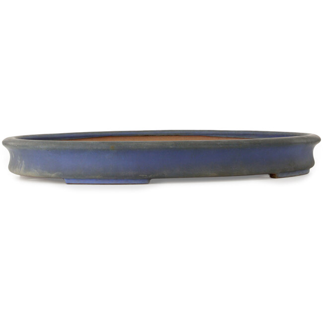 Oval blue bonsai pot by Seizan (Reihou, Kataoka Katsushi, master Seizan kiln) - 630 x 455 x 75 mm