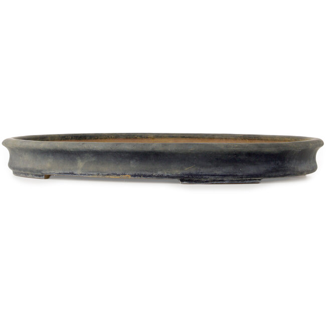 Oval blue bonsai pot by Seizan (Reihou, Kataoka Katsushi, master Seizan kiln) - 660 x 490 x 75 mm