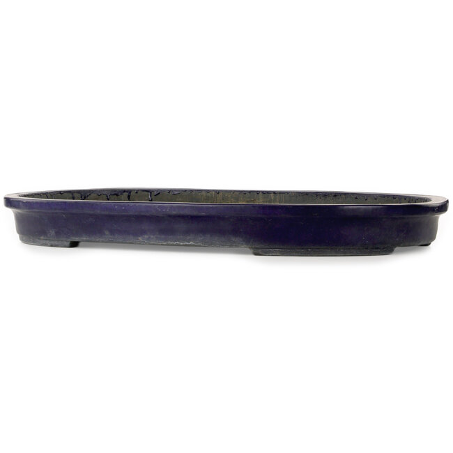 Pot ovale bleu pour bonsaï par Aiba Koyou - 735 x 487 x 75 mm