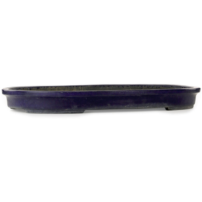 Oval blue bonsai pot by Aiba Koyou - 735 x 487 x 75 mm