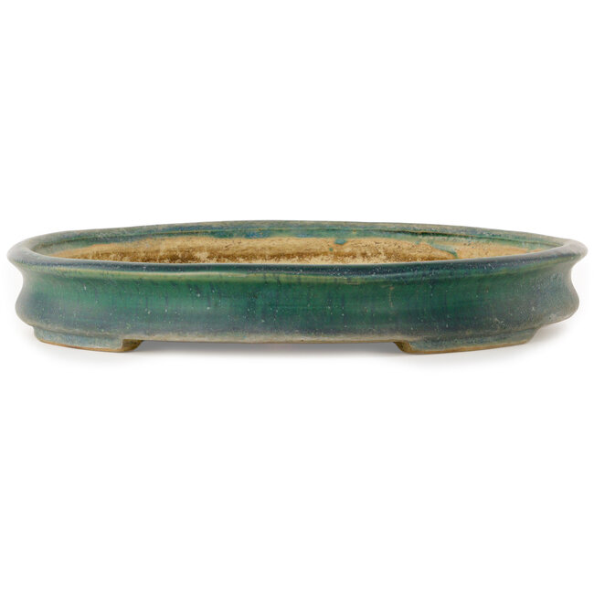 Maceta ovalada verde para bonsái de Shuhou - 398 x 315 x 40 mm