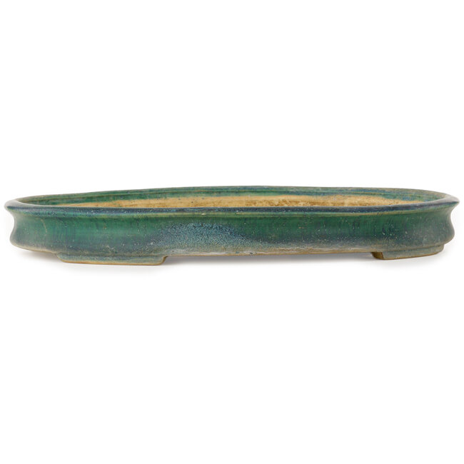 Pot ovale vert pour bonsaï de Shuhou - 398 x 315 x 40 mm