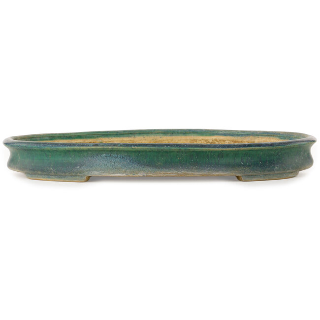 Pot ovale vert pour bonsaï de Shuhou - 398 x 315 x 40 mm