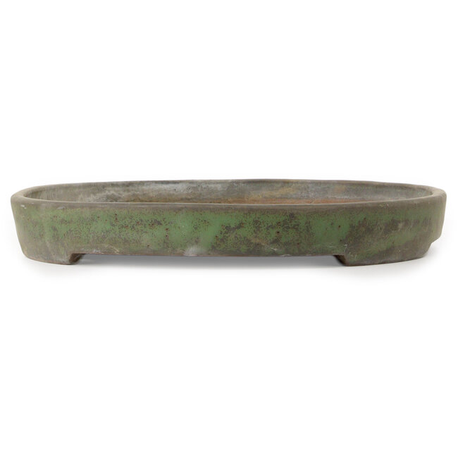 Oval green bonsai pot by Shuhou - 557 x 350 x 45 mm