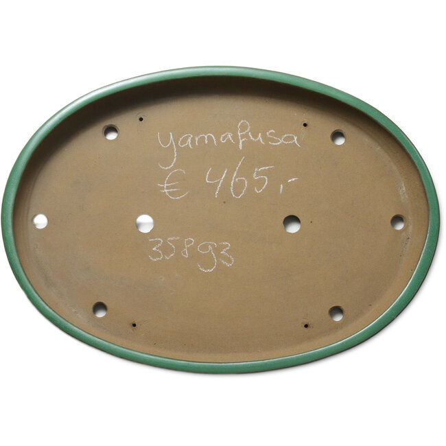 Oval green bonsai pot by Yamafusa - 550 x 395 x 63 mm