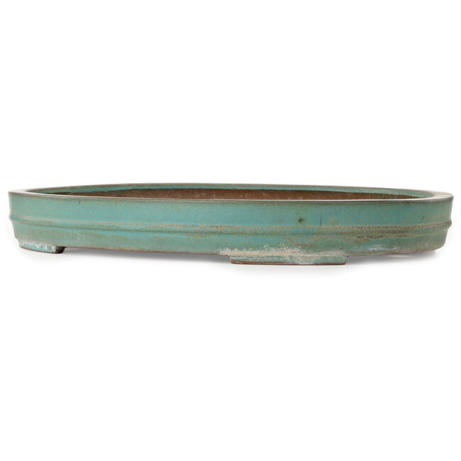 Oval turquoise bonsai pot by Kakuzan - 562 x 405 x 65 mm