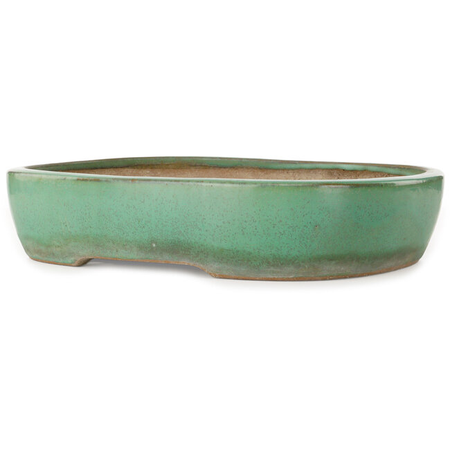 Pot ovale vert pour bonsaï de Yamafusa - 410 x 317 x 82 mm
