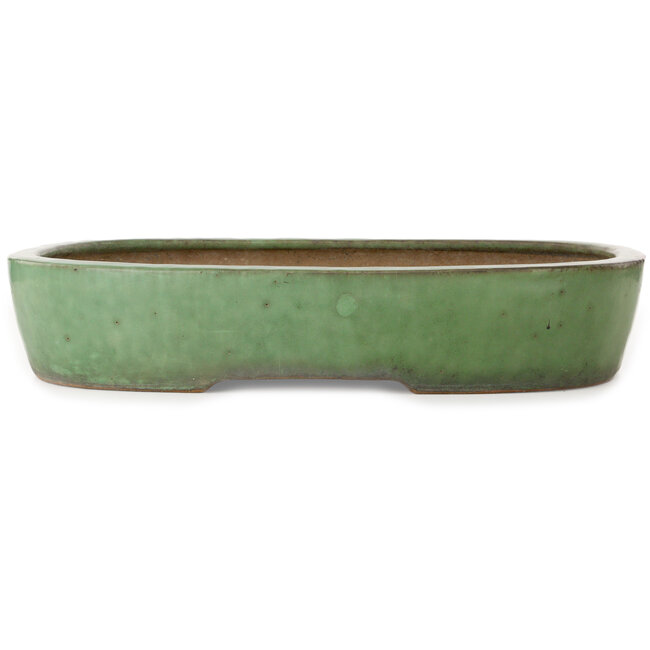 Oval green bonsai pot by Shuhou - 473 x 360 x 85 mm