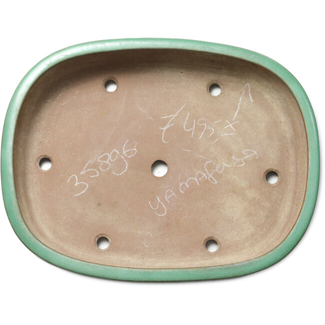 Pot ovale vert pour bonsaï de Yamafusa - 410 x 317 x 82 mm
