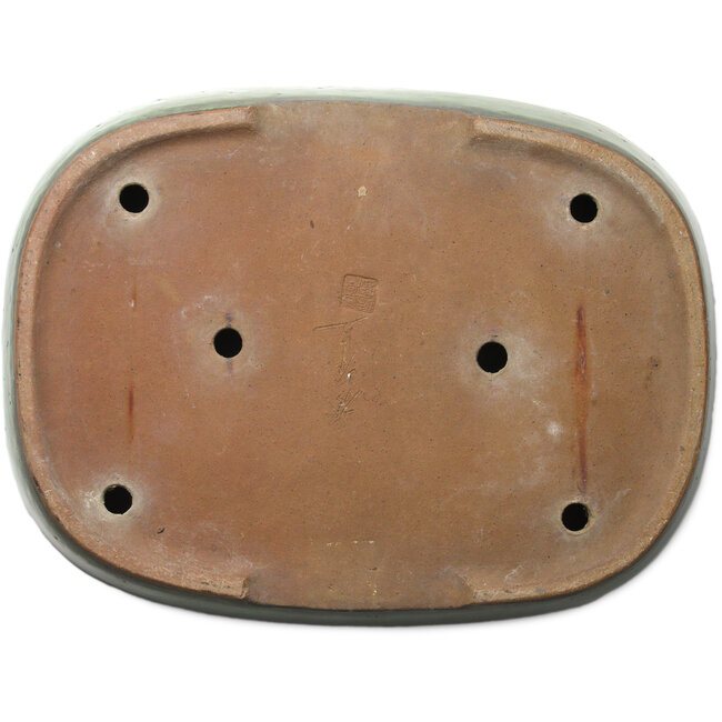 Oval green bonsai pot by Shuhou - 473 x 360 x 85 mm