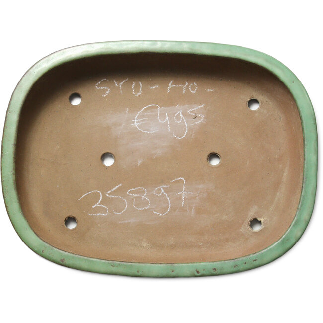 Oval green bonsai pot by Shuhou - 473 x 360 x 85 mm