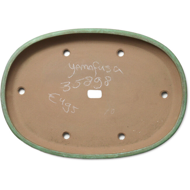 Maceta ovalada verde para bonsái de Yamafusa - 465 x 330 x 58 mm