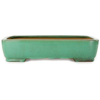  Yamafusa - Takehiko Koie Pot à bonsaï rectangulaire vert de 415 mm, fabriqué par Yamafusa, Tokoname, Japon