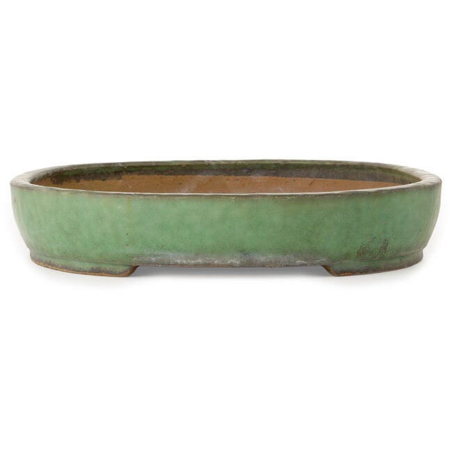 Oval green bonsai pot by Shuhou - 480 x 345 x 70 mm