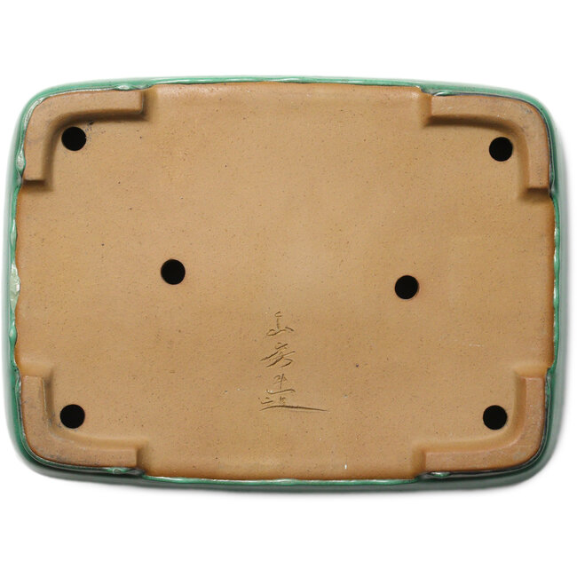 Rectangular green bonsai pot by Yamafusa - 415 x 305 x 90 mm