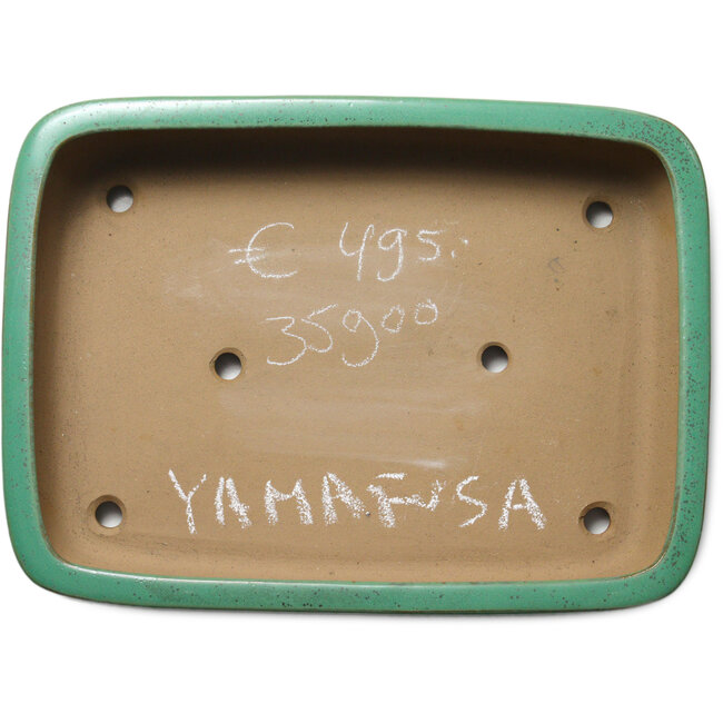 Pot à bonsaï rectangulaire vert de Yamafusa - 415 x 305 x 90 mm