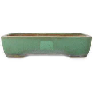  Yamafusa - Takehiko Koie Vaso bonsai rettangolare verde da 415 mm di Yamafusa, Tokoname, Giappone