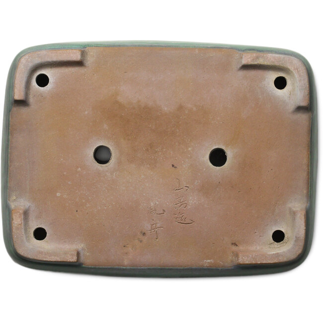 Rectangular green bonsai pot by Yamafusa - 415 x 305 x 90 mm
