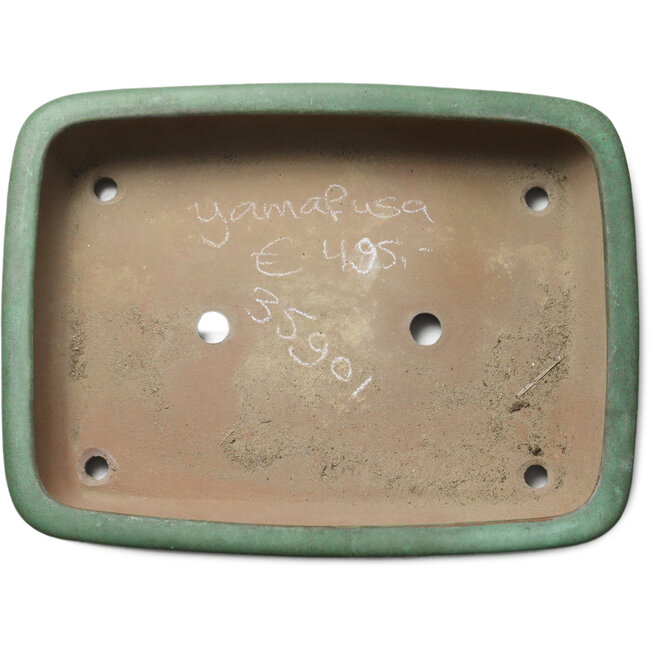 Pot à bonsaï rectangulaire vert de Yamafusa - 415 x 305 x 90 mm