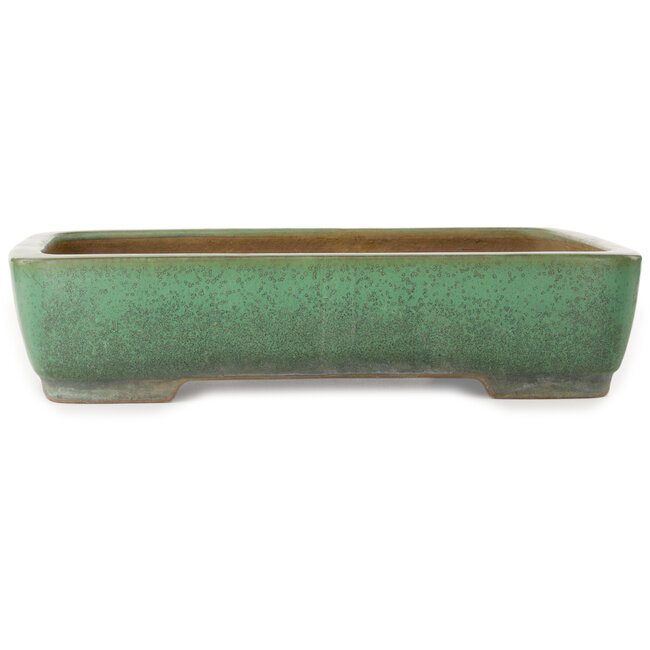 Pot à bonsaï rectangulaire vert de Yamafusa - 415 x 305 x 90 mm