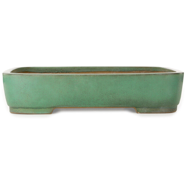 Pot à bonsaï rectangulaire vert de Yamafusa - 472 x 345 x 100 mm