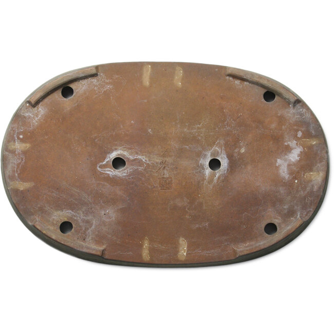 Pot à bonsaï ovale vert de Shuhou - 557 x 350 x 45 mm