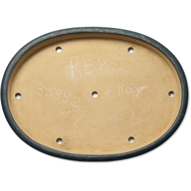 Oval blue bonsai pot by Seizan (Reihou, Kataoka Katsushi, master Seizan kiln) - 595 x 430 x 70 mm