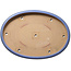 Oval blue bonsai pot by Seizan (Reihou, Kataoka Katsushi, master Seizan kiln) - 635 x 460 x 73 mm