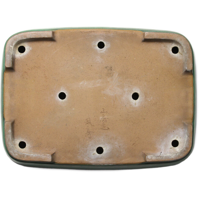 Pot à bonsaï rectangulaire vert de Yamafusa - 472 x 345 x 100 mm
