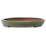 Ovale blauwgroen bonsaipot van Seizan (Reihou, Kataoka Katsushi, meester Seizan oven) - 400 x 270 x 35 mm