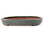 Pot à bonsaï ovale bleu sarcelle par Seizan (Reihou, Kataoka Katsushi, maître four Seizan) - 400 x 270 x 35 mm