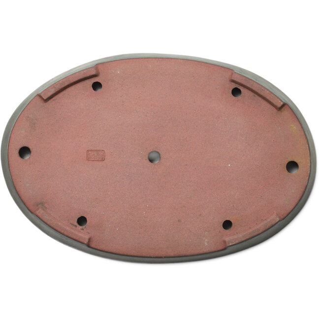 Oval teal bonsai pot by Seizan (Reihou, Kataoka Katsushi, master Seizan kiln) - 400 x 270 x 35 mm