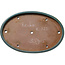 Ovale blauwgroen bonsaipot van Seizan (Reihou, Kataoka Katsushi, meester Seizan oven) - 400 x 270 x 35 mm