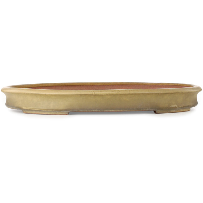 Pot à bonsaï ovale beige par Seizan (Reihou, Kataoka Katsushi, maître four Seizan) - 660 x 465 x 70 mm