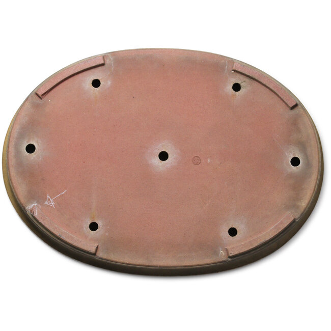 Maceta ovalada para bonsái beige de Seizan (Reihou, Kataoka Katsushi, maestro del horno Seizan) - 660 x 465 x 70 mm