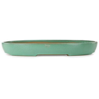 Yamafusa - Takehiko Koie Pot à bonsaï vert ovale de 463 mm par Yamafusa, Tokoname, Japon
