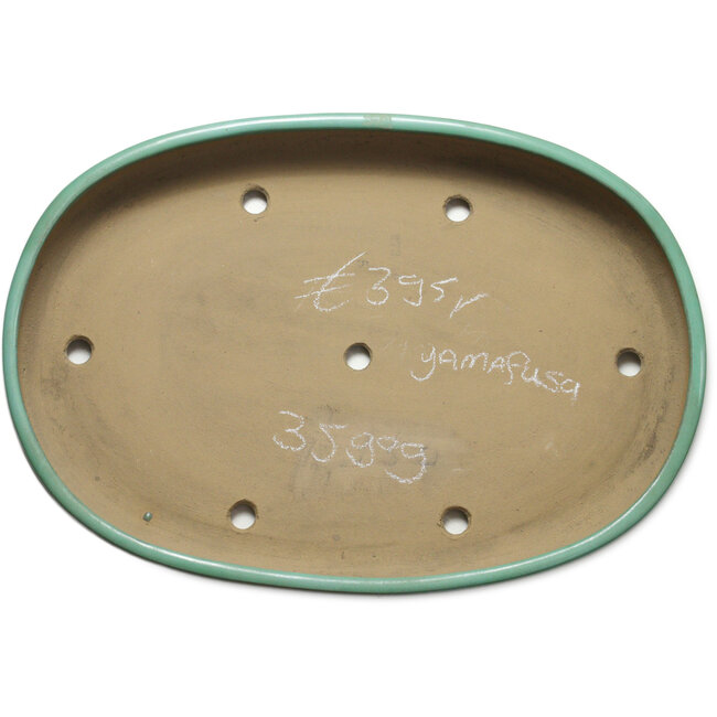 Ovale groene bonsaipot van Yamafusa - 463 x 320 x 58 mm