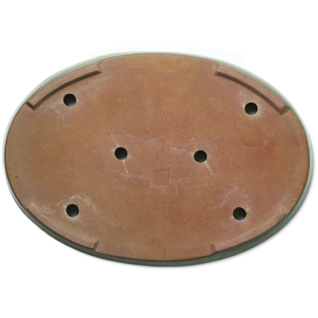 Pot ovale vert pour bonsaï de Shuhou - 465 x 322 x 45 mm