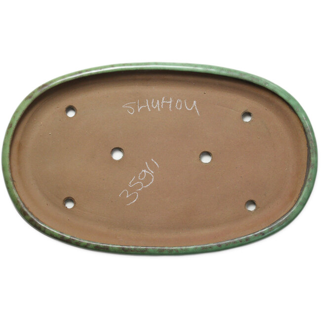 Pot ovale vert pour bonsaï de Shuhou - 575 x 355 x 50 mm