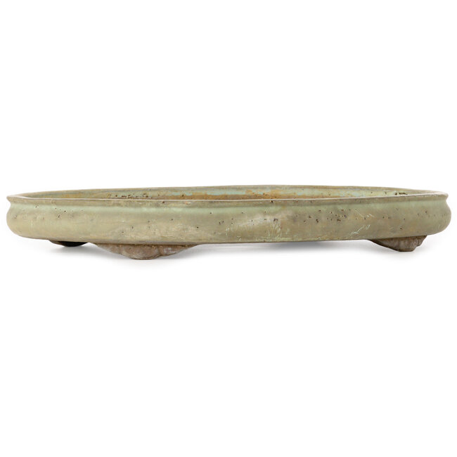 Oval green bonsai pot by Shuhou - 485 x 360 x 57 mm