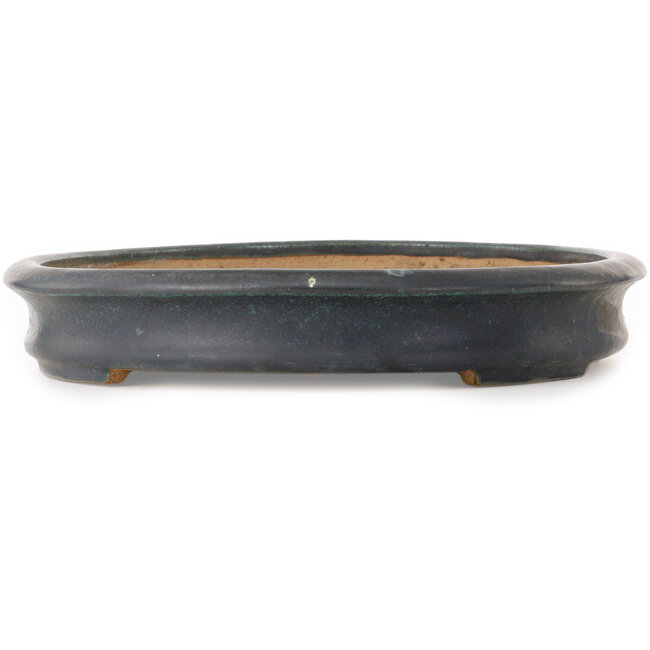 Ovale donkerblauwe bonsaipot van Seizan (Reihou, Kataoka Katsushi, meester Seizan oven) - 513 x 360 x 60 mm