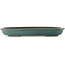 Maceta ovalada para bonsái verde azulado de Seizan (Reihou, Kataoka Katsushi, maestro del horno Seizan) - 455 x 330 x 53 mm