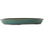 Oval teal bonsai pot by Seizan (Reihou, Kataoka Katsushi, master Seizan kiln) - 455 x 330 x 53 mm